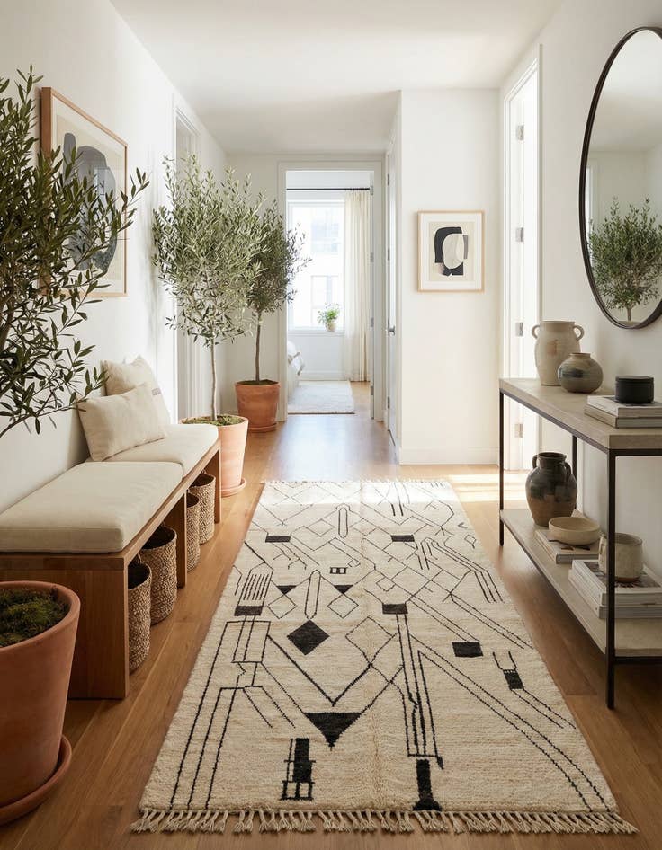 Detail image of 5' 2 x 12' 2  Hand Knotted Moroccan Wool Runner Rug