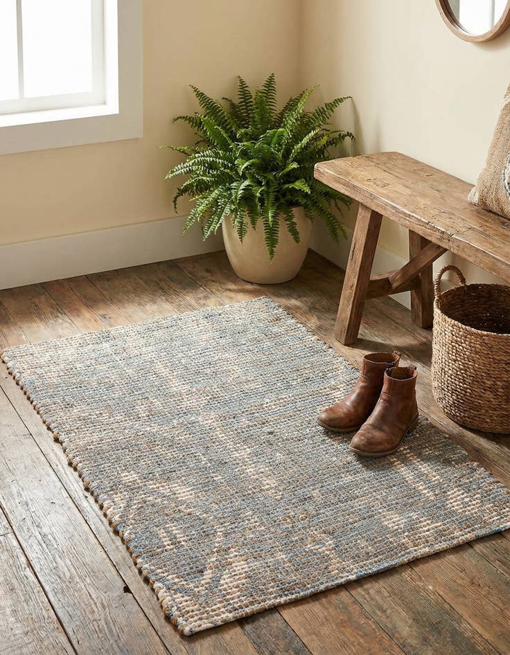 Detail image of 2' x 3' 1  Hand Woven Chenille Jute Rug