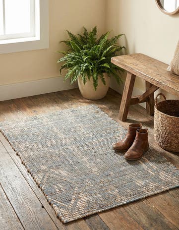 2' x 3' 1 Hand Woven Chenille Jute Rug