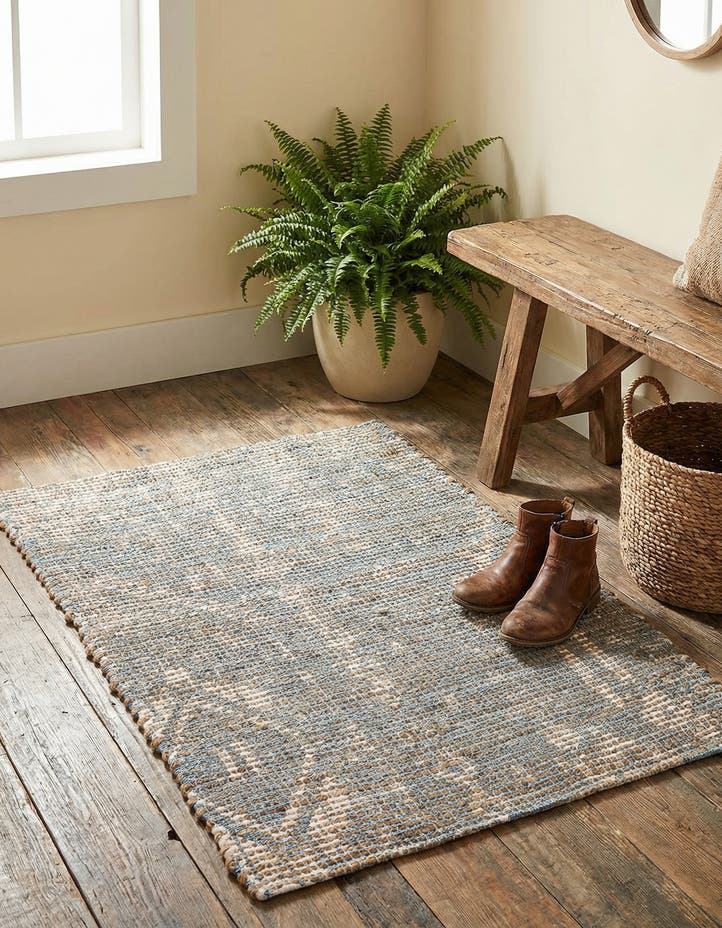 2' x 3' 1 Hand Woven Chenille Jute Rug