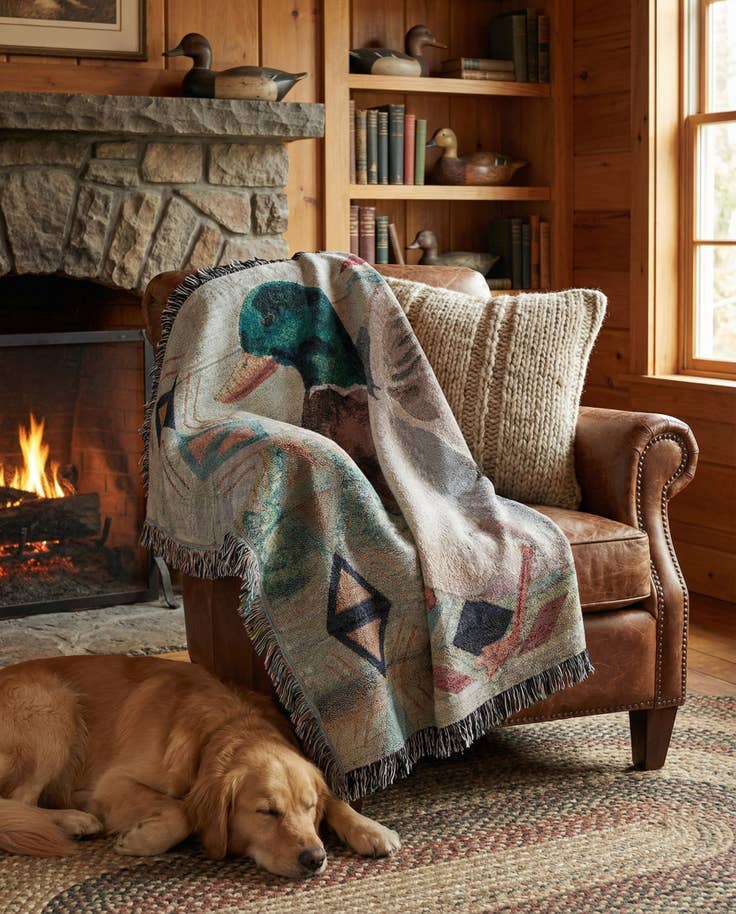 Detail image of 4' 6 x 6' Animals Lodge 1 Throw Blanket