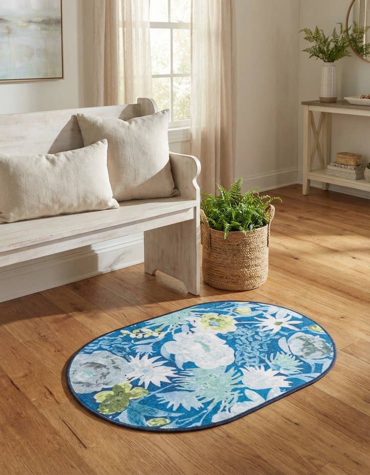 Detail image of 2' x 3' 1  Washable Jill Zarin Caribbean Indoor / Outdoor Oval Rug