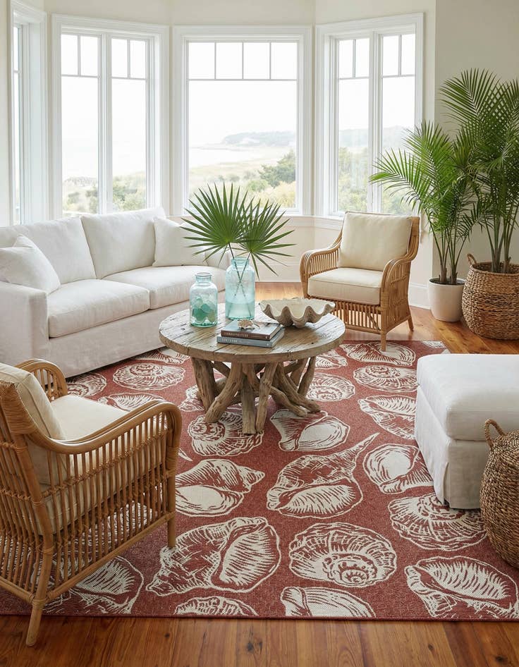 Detail image of  12' x 12'  Washable Coastal Indoor / Outdoor Square Rug