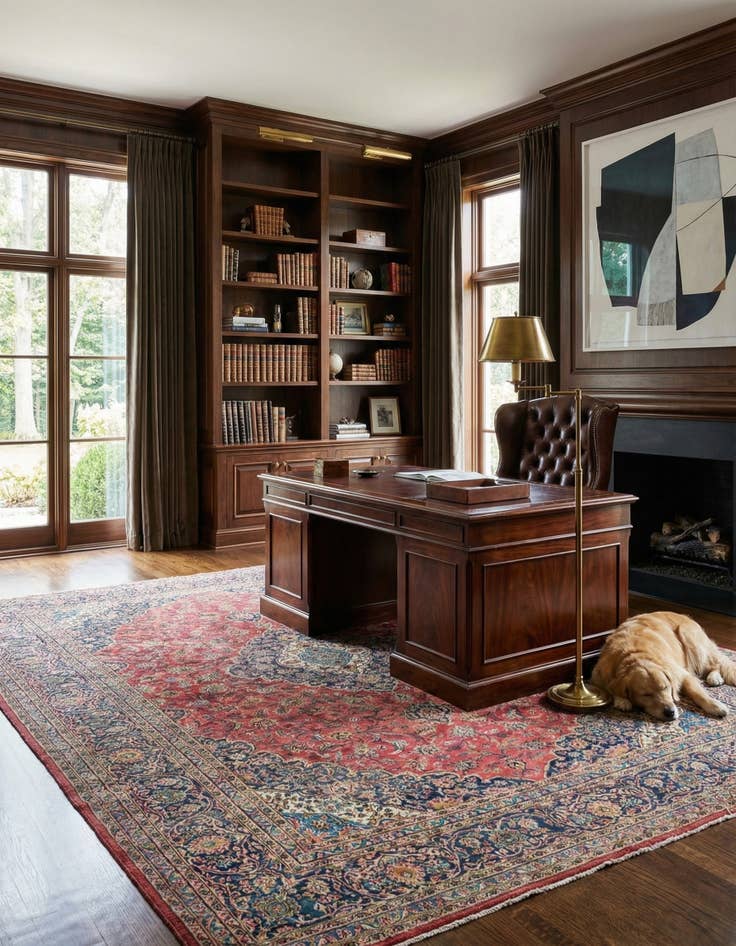 Detail image of 9' 9 x 12' 10  Hand Knotted Kashan Persian Wool Rug