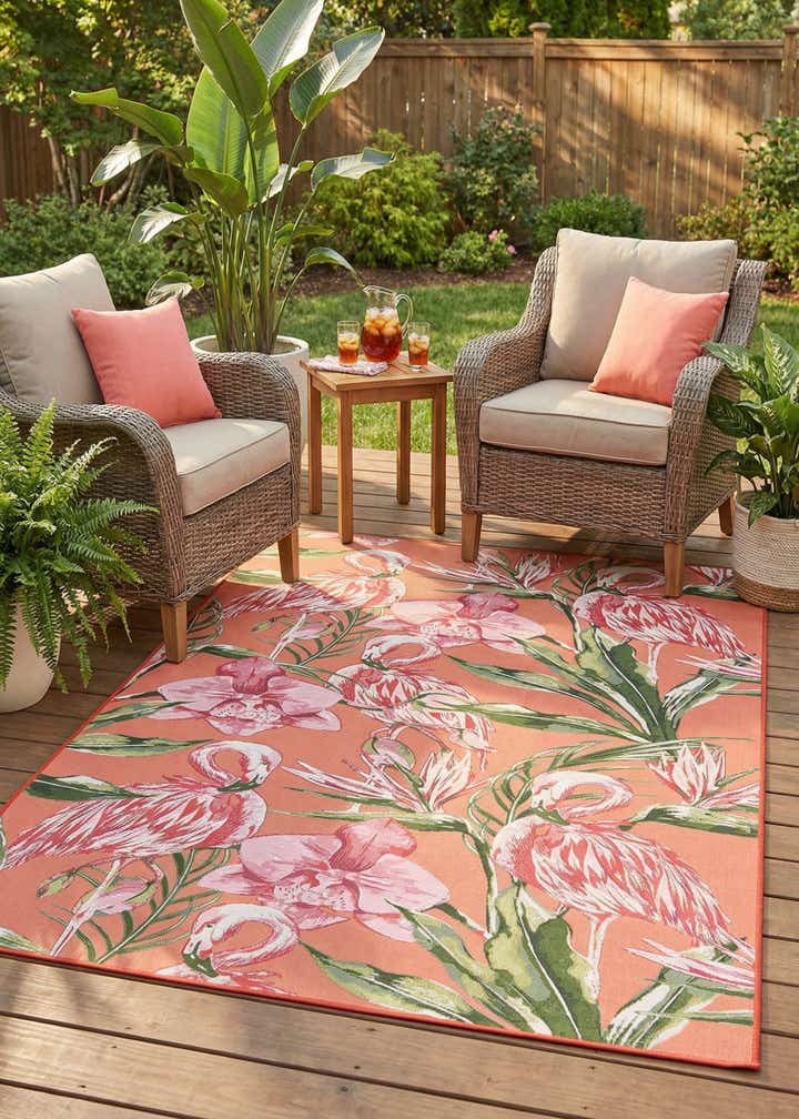 6' x 9' Easy-Clean Botanical Indoor / Outdoor Rug