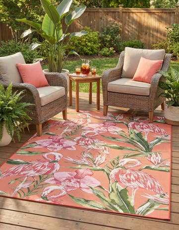 6' x 9' Easy-Clean Botanical Indoor / Outdoor Rug
