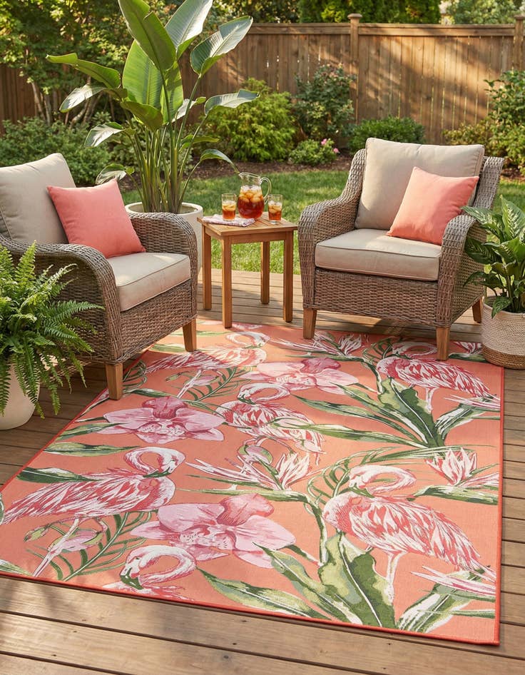Detail image of 6' x 9'  Washable Botanical Indoor / Outdoor Rug