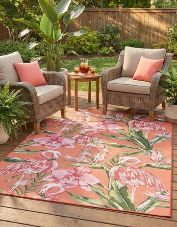 6' x 9' Easy-Clean Botanical Indoor / Outdoor Rug
