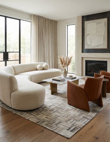 7' 10 x 9' 8 Cowhide Leather Rug