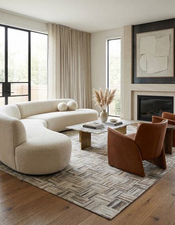 7' 10 x 9' 8 Cowhide Leather Rug