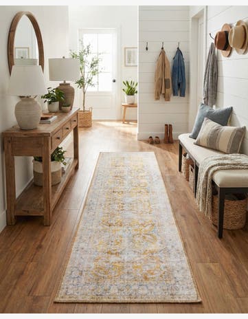 Yellow Washable Timeless Runner Rug