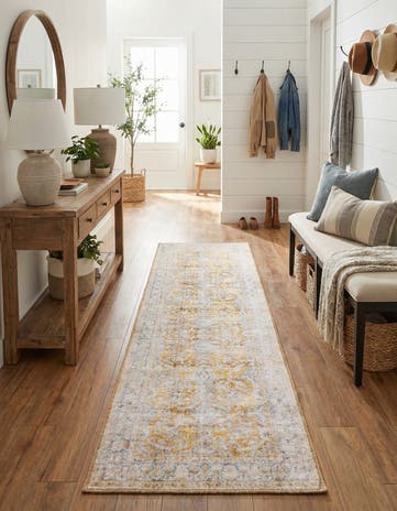 Yellow Washable Timeless Runner Rug