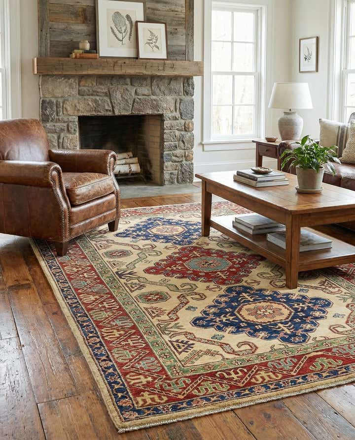 4' 9 x 6' 7 Hand Knotted Kazak Rug