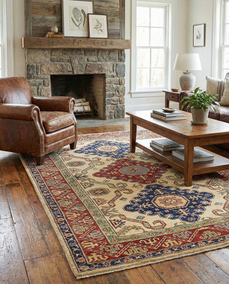 Detail image of 4' 9 x 6' 7 Hand Knotted Kazak Rug