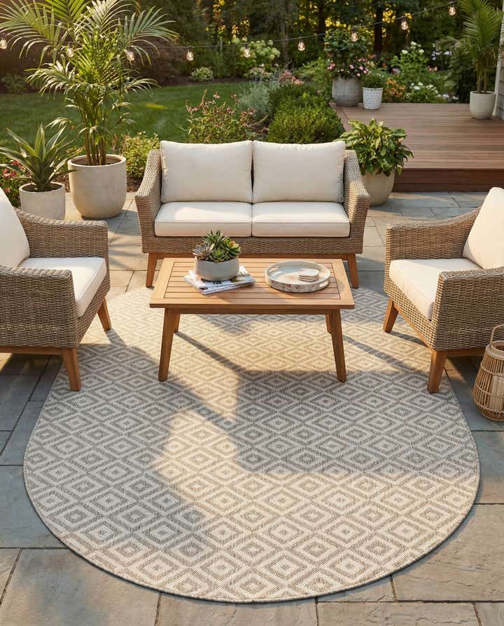 5' 3 x 8' Easy-Clean Jill Zarin Costa Rica Indoor / Outdoor Oval Rug