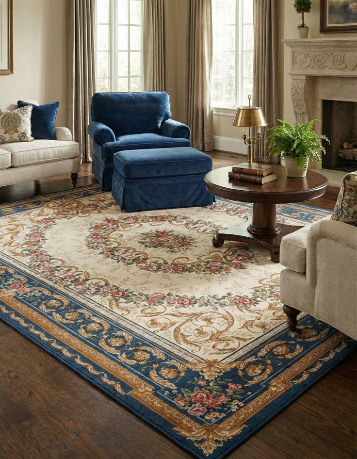 Detail image of 9' x 12' Easy-Clean Traditional Indoor / Outdoor Rug