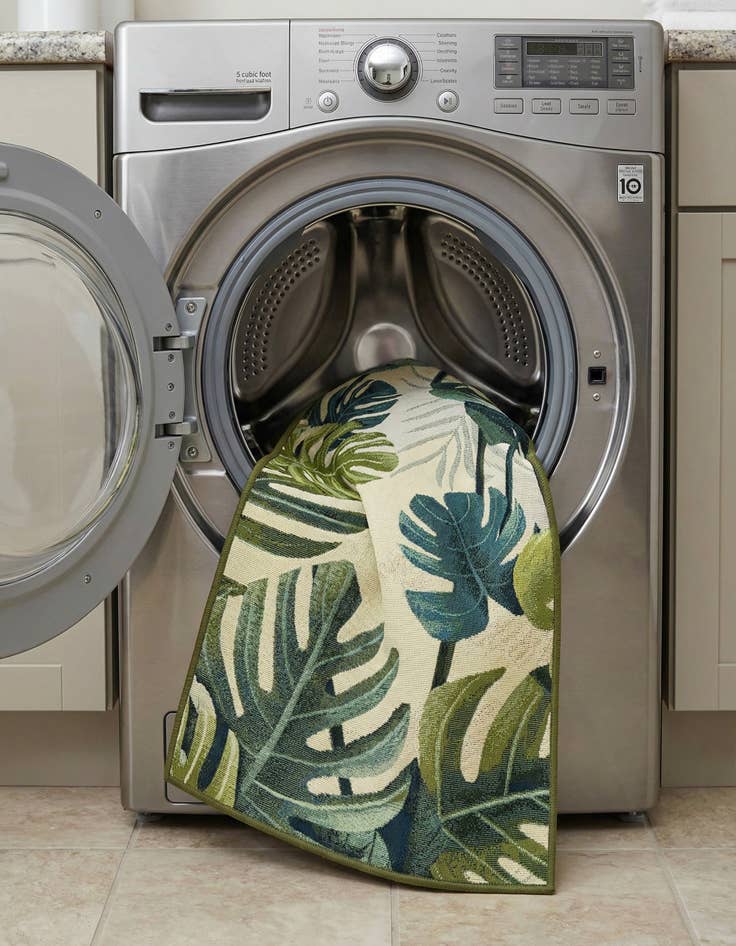 Detail image of 2' 7 x 5' 3  Washable Botanical Indoor / Outdoor Runner Rug