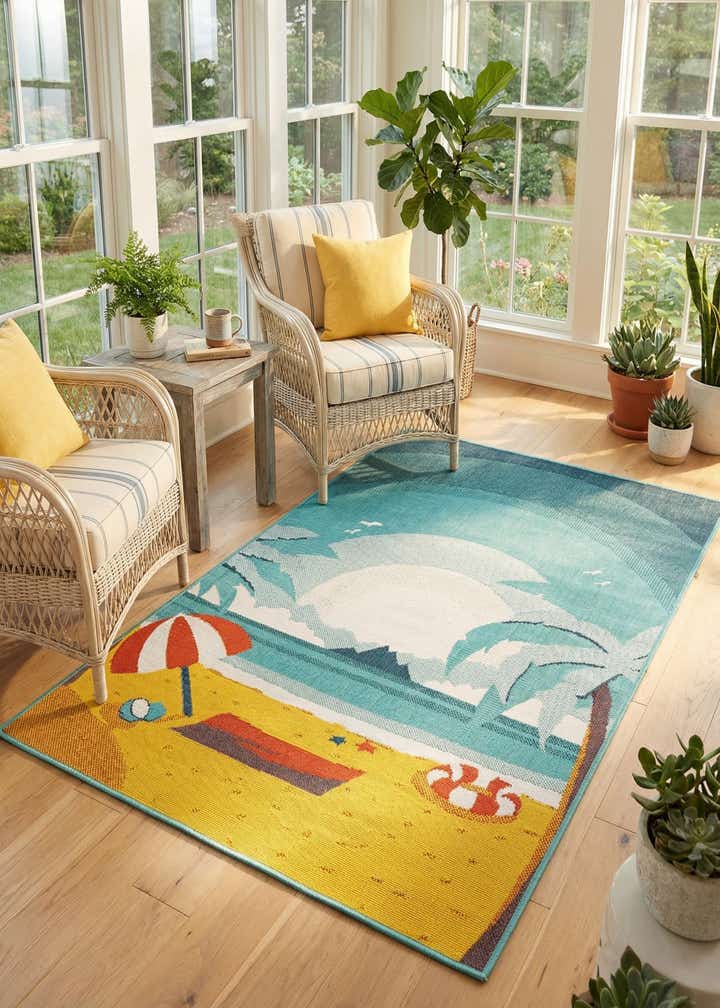 4' x 6' Easy-Clean Coastal Indoor / Outdoor Rug