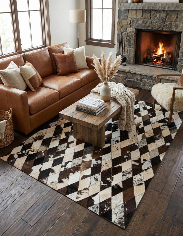 Detail image of  4' 1 x 5' 11 Cowhide Stocks Rug