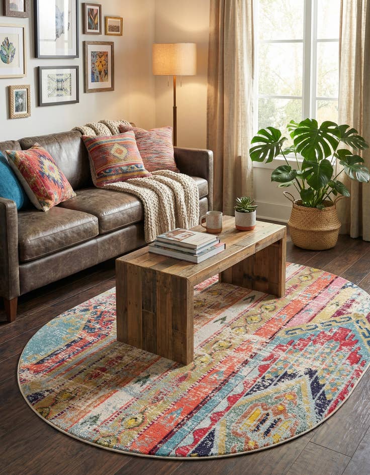 Detail image of 8' x 10'  Washable Santa Fe Oval Rug