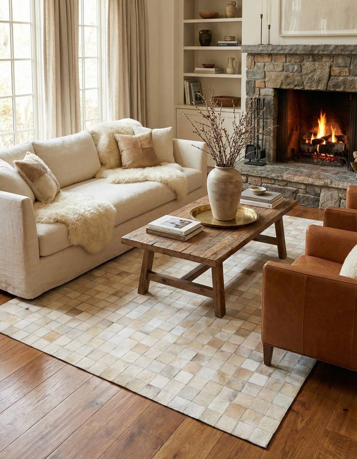 Detail image of 5' x 8' Cowhide Leather Rug