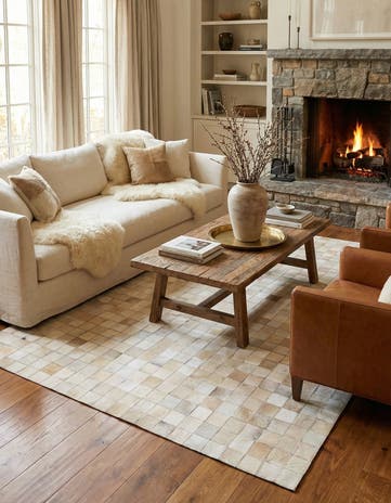 5' x 8' Cowhide Leather Rug
