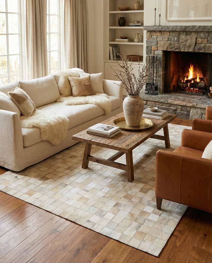 5' x 8' Cowhide Leather Rug