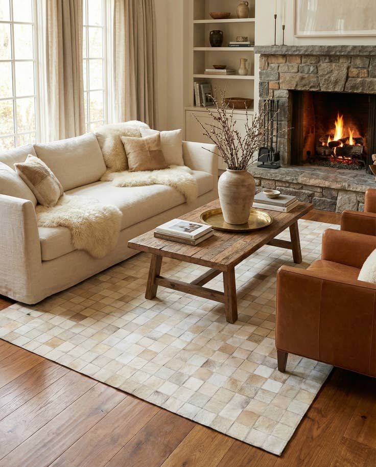 Detail image of 5' x 8' Cowhide Leather Rug