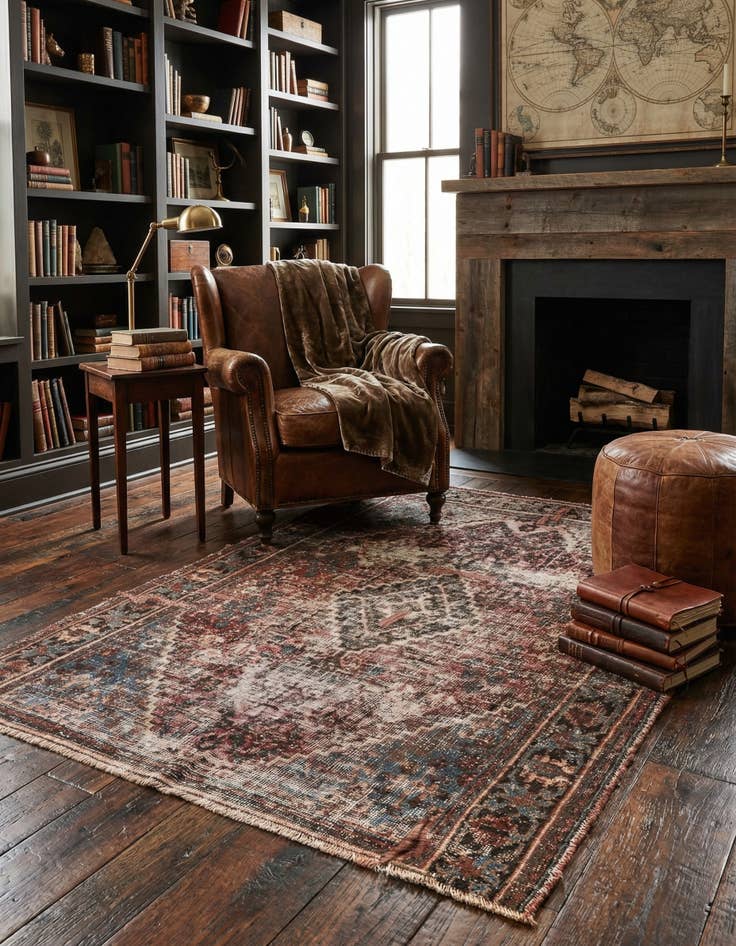 Detail image of 4' 3 x 6'  Hand Knotted Ultra Vintage Persian Wool Rug