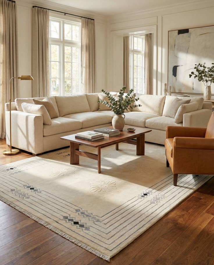 Detail image of 6' 6 x 9' 11 Hand Knotted Darya Wool Rug