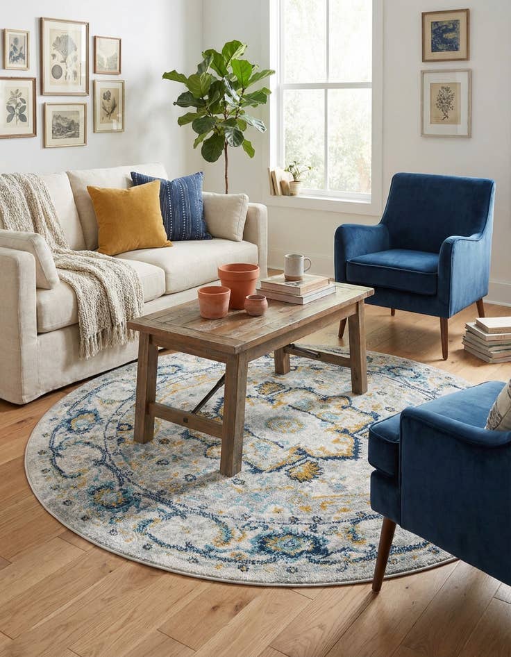 Detail image of  5' 3 x 5' 3 Madeline Vintage Round Rug