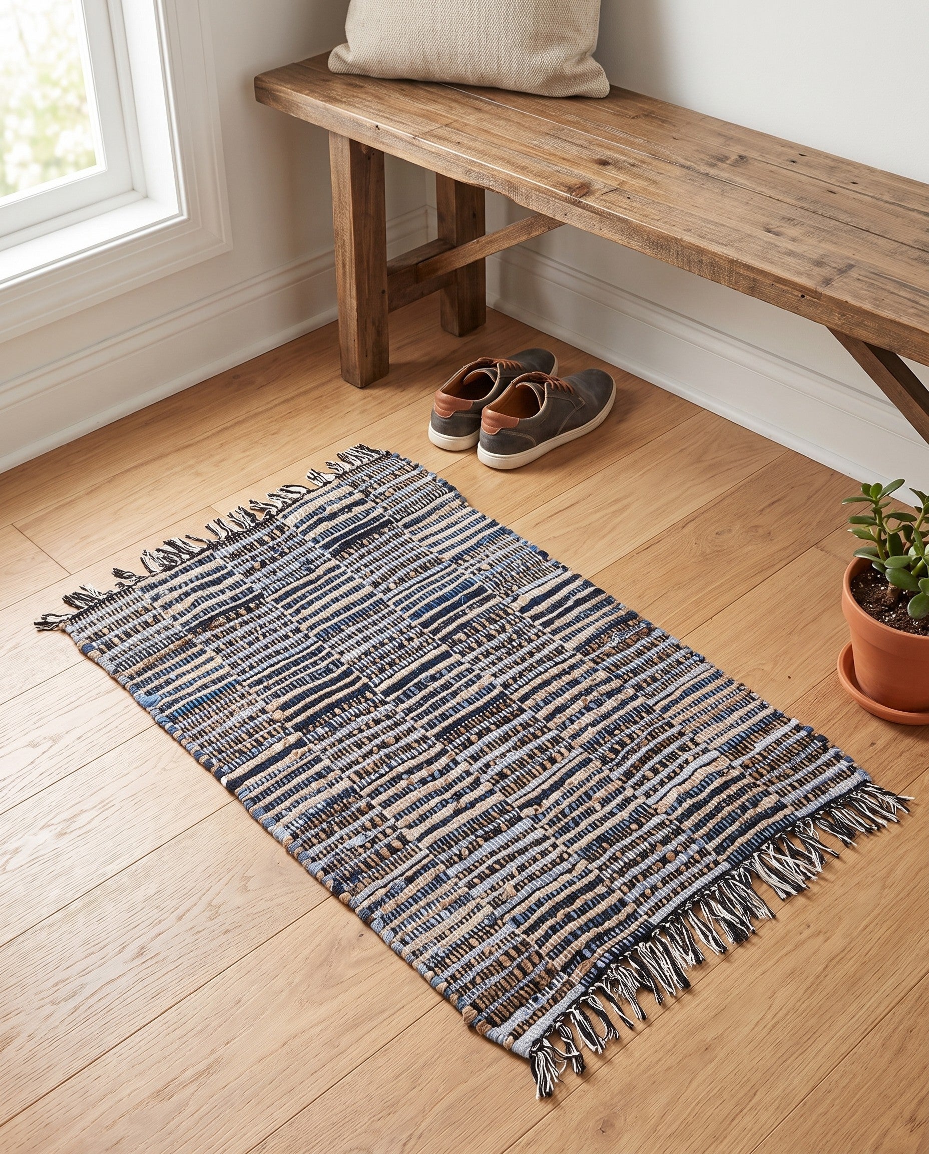 Dark Gray Hand Woven Chindi Jute Rug