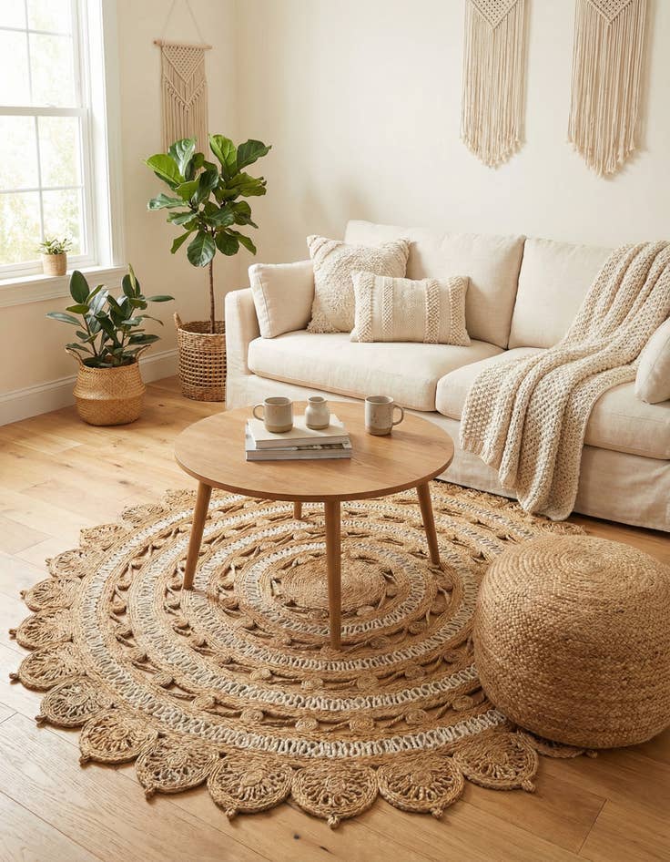 Detail image of 6' 1 x 6' 1  Hand Braided Jute Round Rug