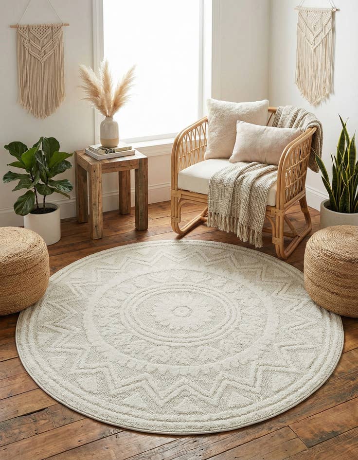 Detail image of  5' 3 x 5' 3 Boho Round Rug