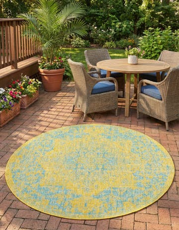 6' 7 x 6' 7 Easy-Clean Jill Zarin Dubai Indoor / Outdoor Round Rug