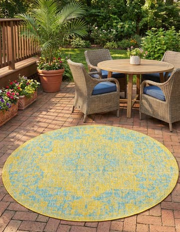 6' 7 x 6' 7 Easy-Clean Jill Zarin Dubai Indoor / Outdoor Round Rug