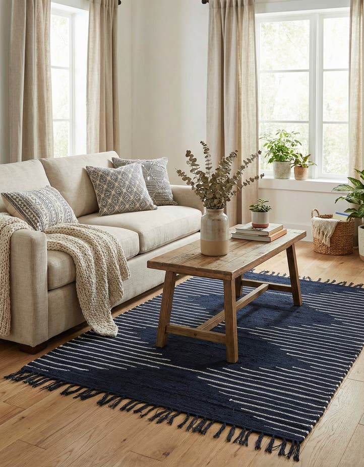 4' 1 x 6' 1 Hand Woven Chindi Cotton Rug