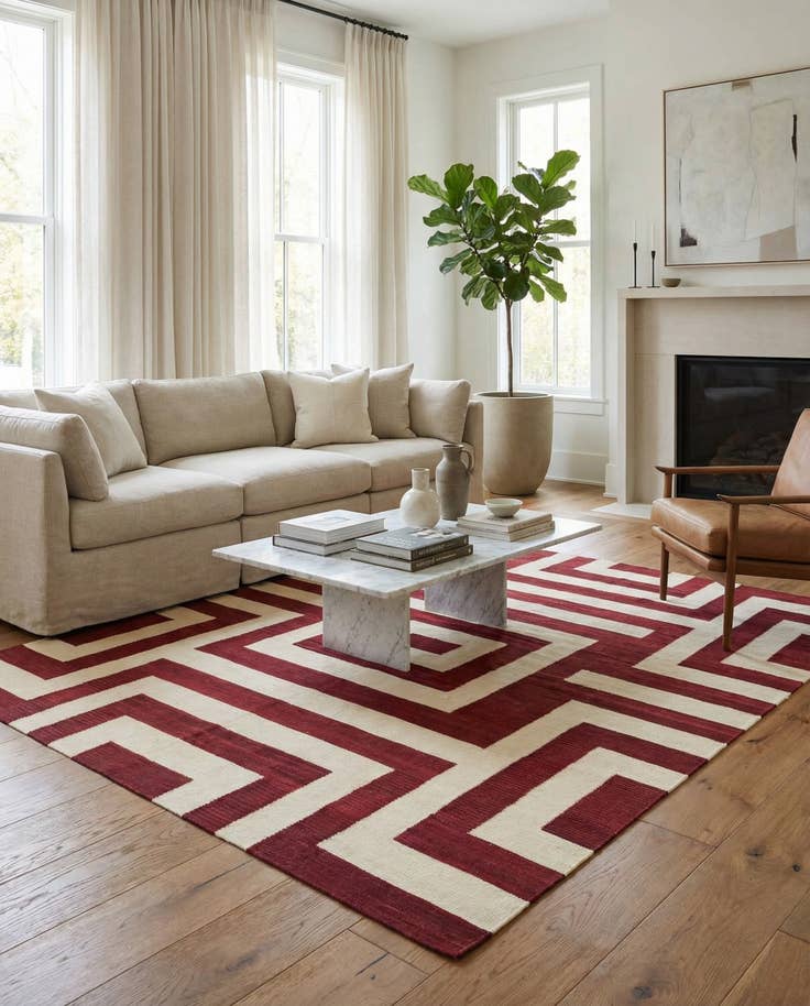 Detail image of 6' x 7' 10 Hand Woven Kilim Modern Wool Rug