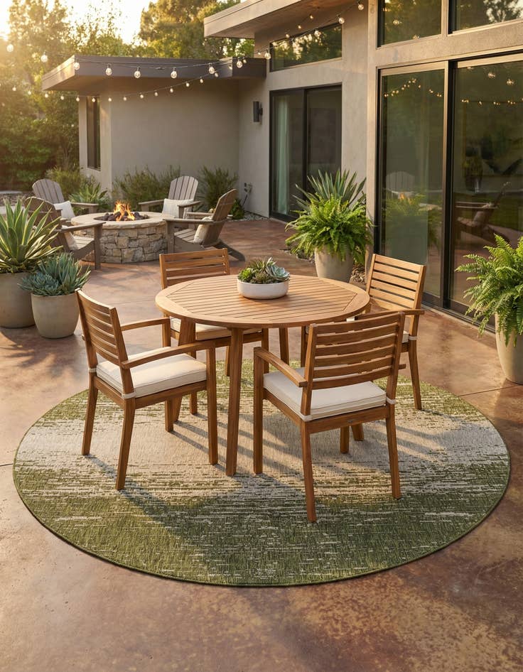 Detail image of 10' 8 x 10' 8 Easy-Clean Modern Indoor / Outdoor Round Rug