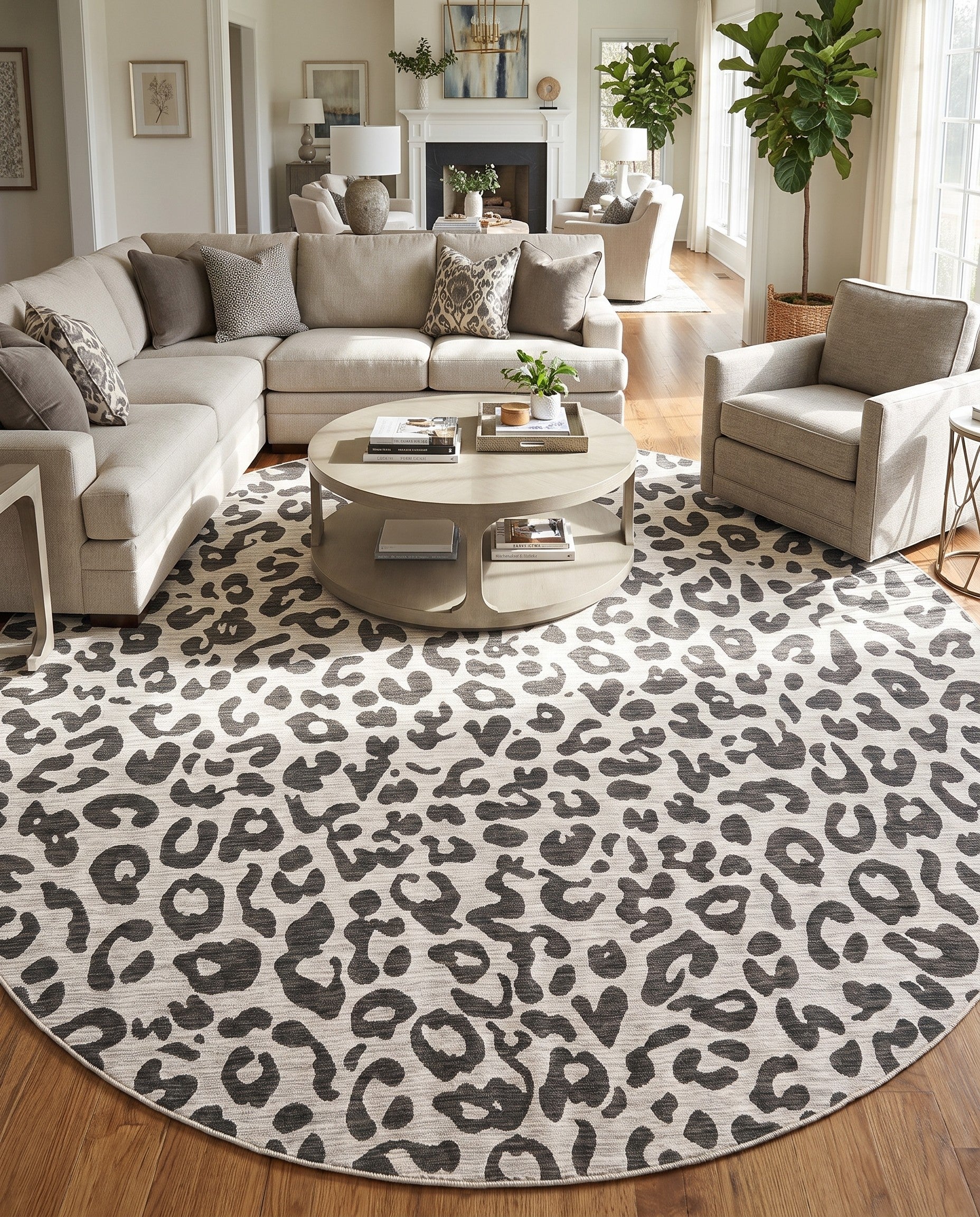 10' 8 x 10' 8 Easy-Clean Safari Indoor / Outdoor Round Rug