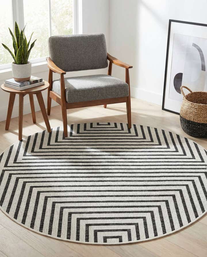 4' x 4' Easy-Clean Modern Indoor / Outdoor Round Rug