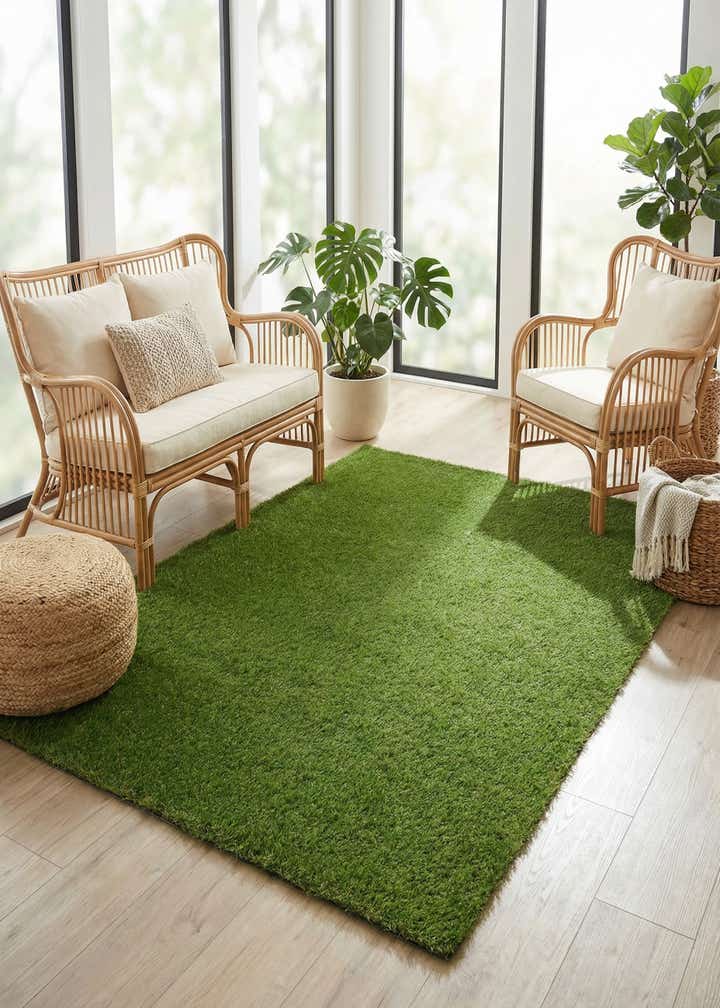 4' x 6' Easy-Clean Grass Indoor / Outdoor Rug