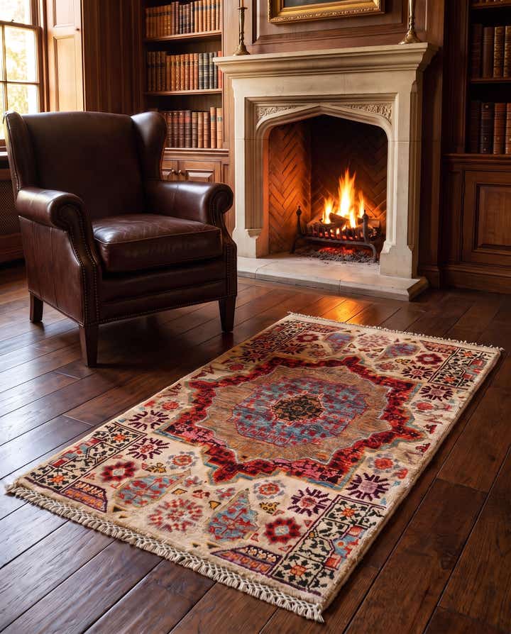 1' 11 x 2' 11 Hand Knotted Mamluk Ziegler Rug