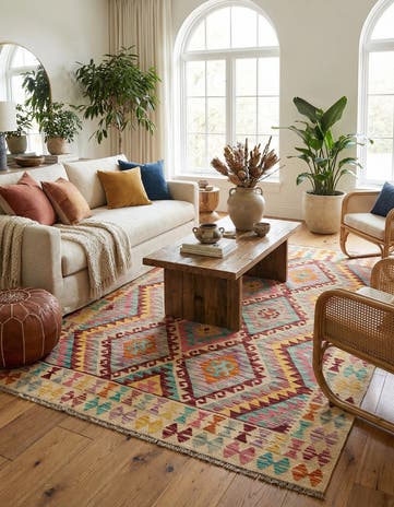 5' 1 x 6' 8 Hand Knotted Marok Kilim Rug