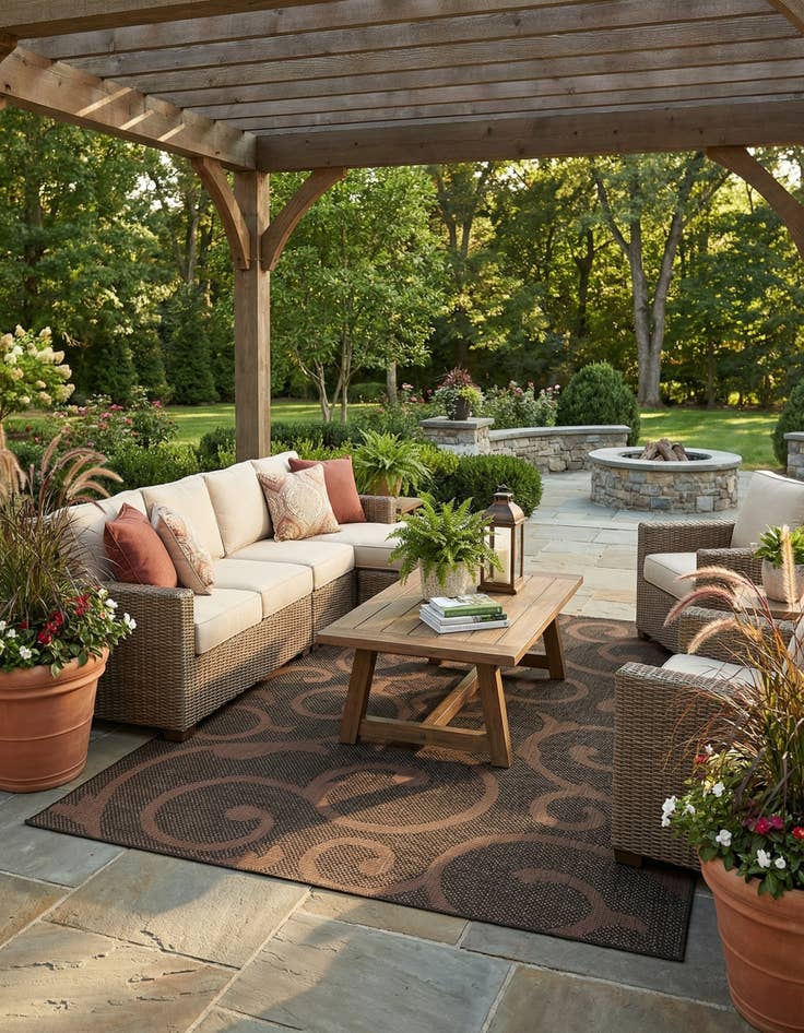 Detail image of 8' x 11' 4 Easy-Clean Botanical Indoor / Outdoor Rug