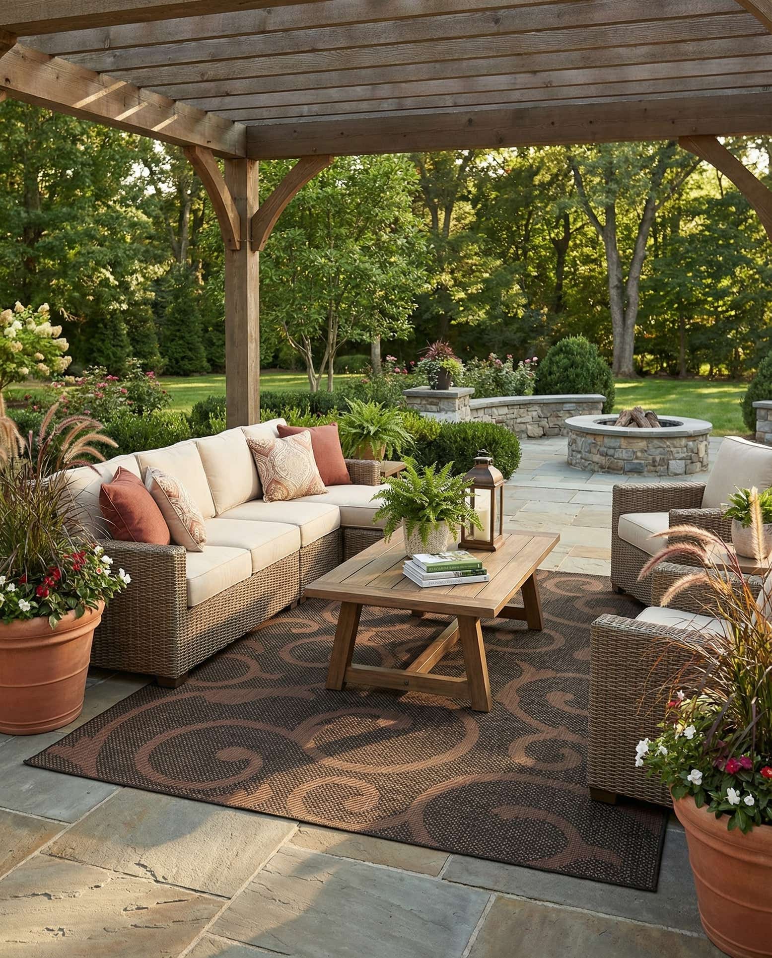 8' x 11' 4 Easy-Clean Botanical Indoor / Outdoor Rug