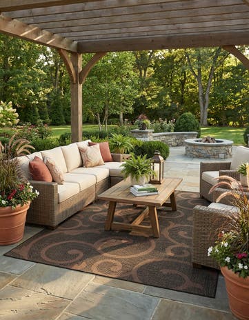 8' x 11' 4 Easy-Clean Botanical Indoor / Outdoor Rug