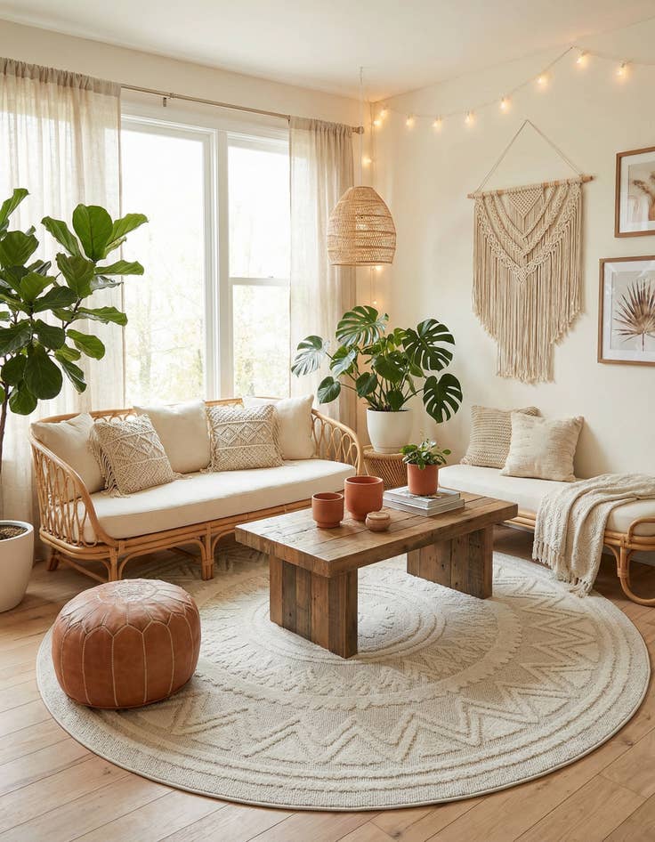 Detail image of  7' 10 x 7' 10 Boho Round Rug