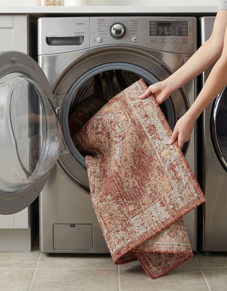 Detail image of 2' x 5' 3  Washable Traditional Indoor / Outdoor Runner Rug