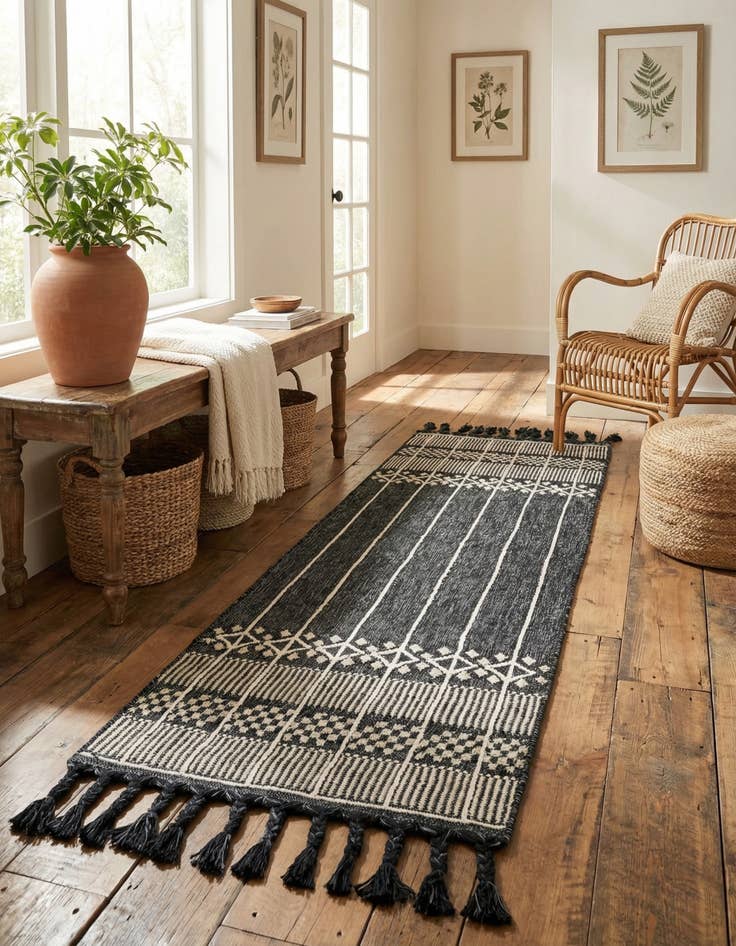 Detail image of 2' 2 x 6' 7 Easy-Clean Eco Bohemian Indoor / Outdoor Runner Rug